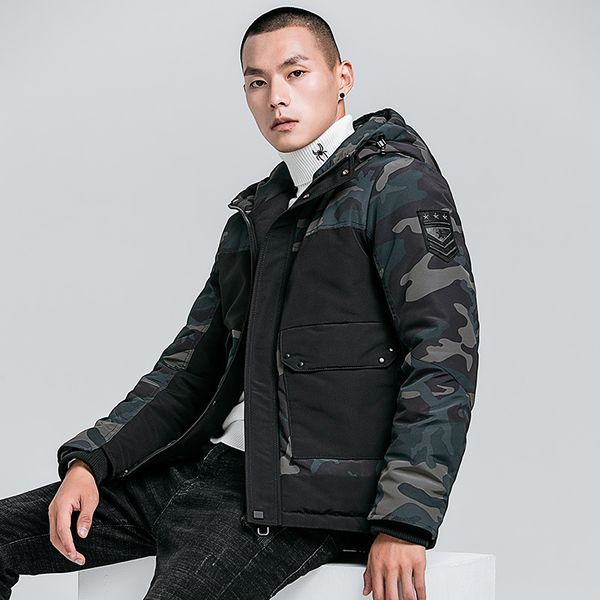 

camo men padding windproof jacket winter outdoor clothing, Tan;black