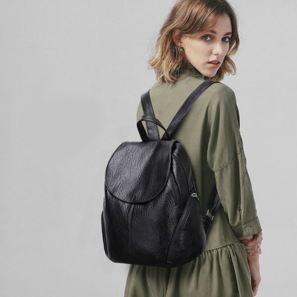 

women backpack black back pack 2019 fashion simple student backpack female pu college style large capacity bag couple