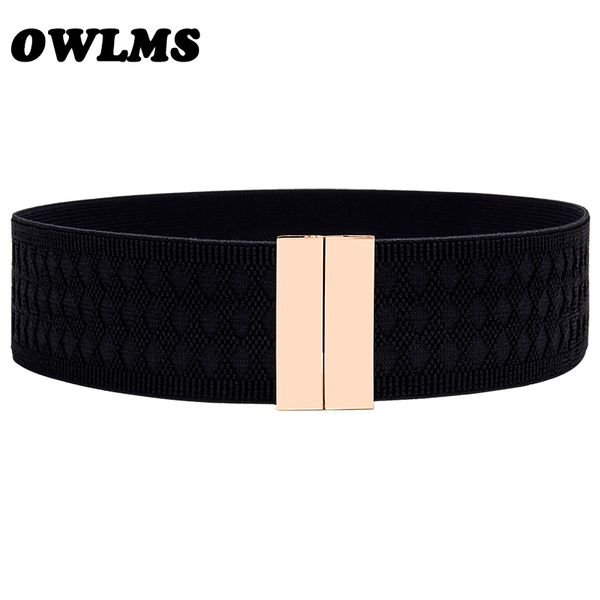 

new design waistband elastic cummerbunds for women black red wide cummerbund dress decorate coat gold buckle rectangle silver, Black;brown