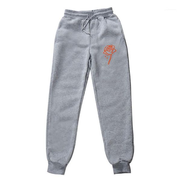 

couple pants hommes lashing closing casual long pants designer mens fleece sweatpants spring new rose print, Black