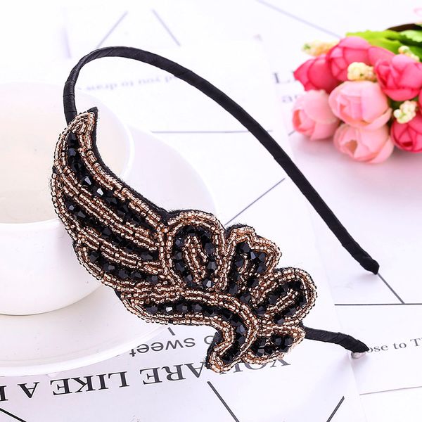

women black crystal rhinestone hair band solid shiny head hoop head wear ladies kids party gift hair ornaments