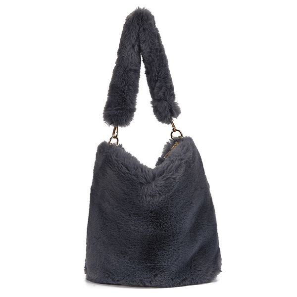 

auau-ladies shoulder bucket bag fashion ladies chain messenger bag faux fur plush tote