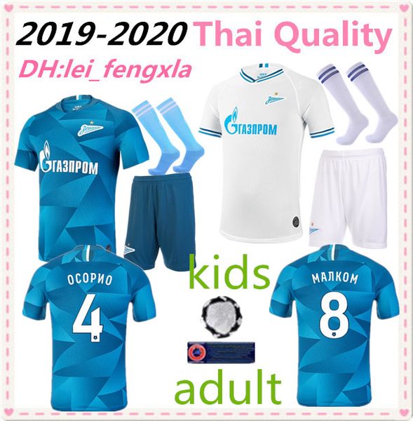 

2019 2020 fc zenit home blue soccer jersey 19 20 zenit #10 dzyuba #7 azmoun football shirts #27 ozdoev football uniforms kids jerseys