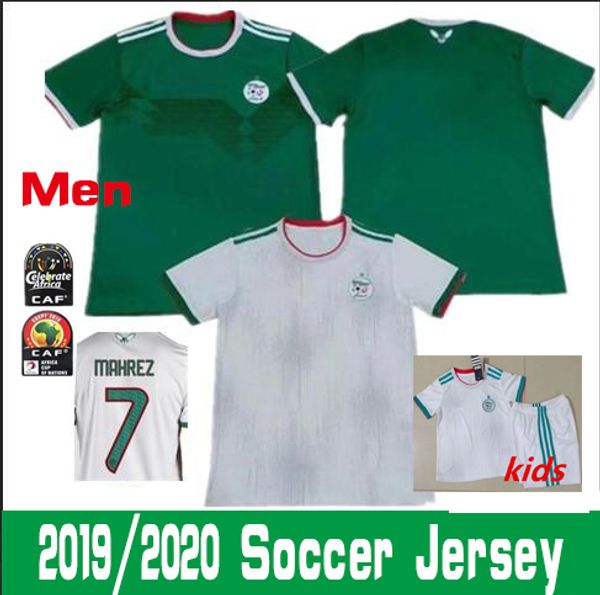 

2019 algeria home occer jer ey man kid kit 19 20 algeria football hirt afcon brahimi bounedjah bouazza mahrez football uniform