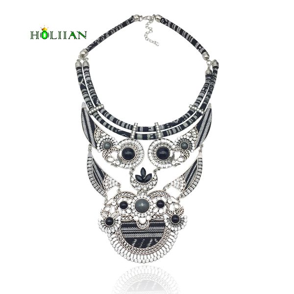 

women fashion bohemian necklace&pendants modern hippie triangle big rhinestone choker necklace tribal ethnic boho mujer bijoux, Silver