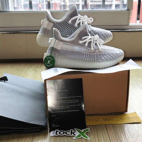 

2019 (receipt+bag+box+stock X tag) reflective 3M kanye west design static shoe sneaker mens designer shoes run shoe man sneakers woman shoes