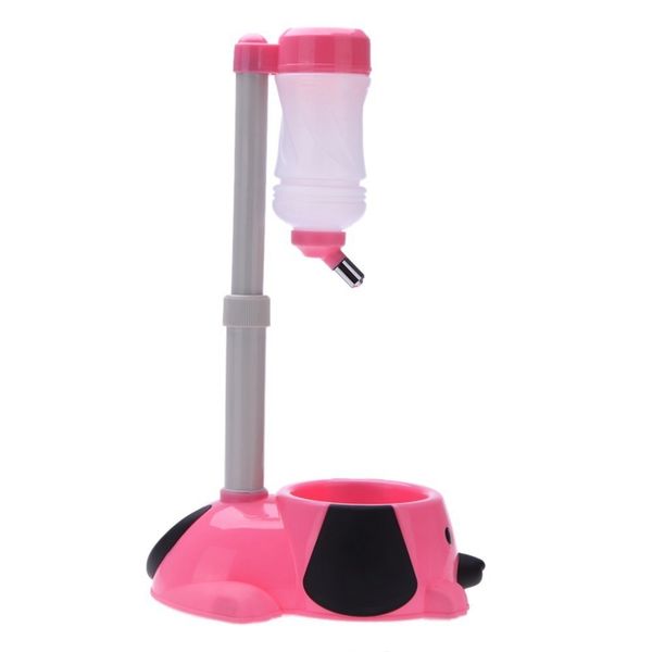 

lifting water drinking feeder fountain with food bowl for dogs cats especially for small size pets pink dog grooming