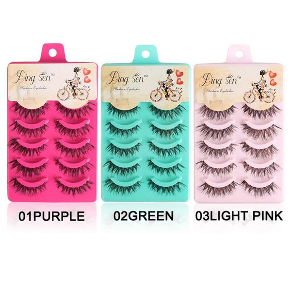 

2020 5 pairs thick full false eyelashes long eyelashes 3d strip lashes easy to use