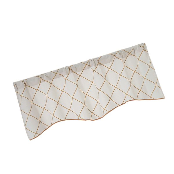 

embroidered grid valance curtain short coffee curtain