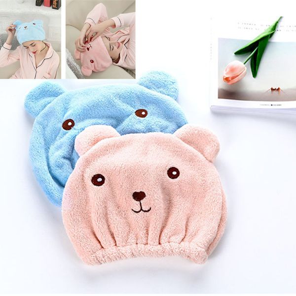 

soft microfiber hair turban quickly dry hair hat wrapped towel bathing cap hair speed dry shower cap 2 color