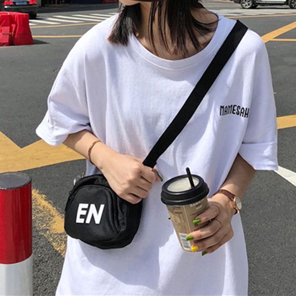 

fashion letter casual lady funny t-shirt loose t shirt women summer half sleeve round neck tee, White