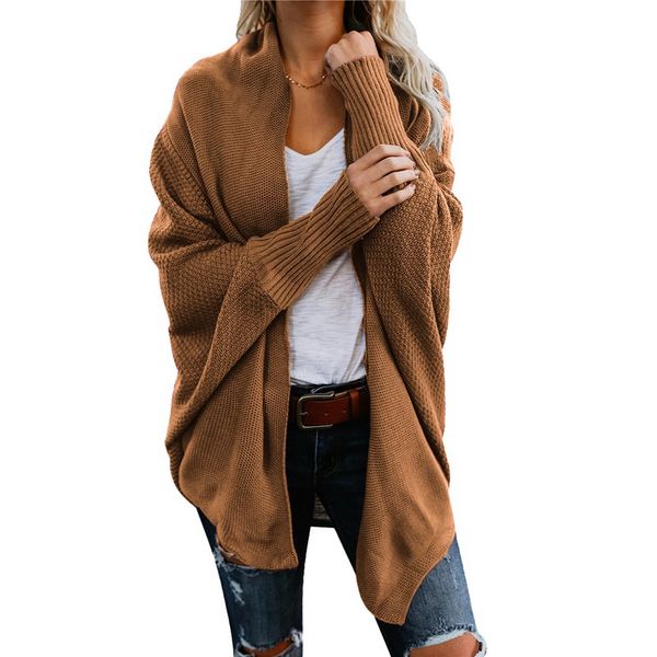 

calofe 2019 новое прибытие мода повседневная свободные вязаный свитер пальто для женщин с длинным рукавом летучая мышь трикотаж топы femme т, White