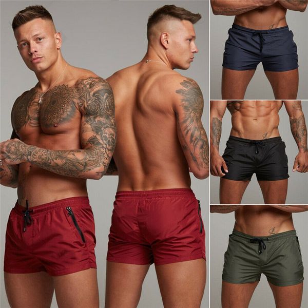 

2019 summer men shorts solid training running sports gym workout casual beach swim pants trousers