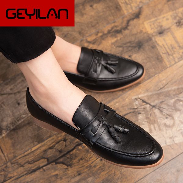 

men penny loafer black brown patchwork genuine leather horsehair slip on dress shoes men's casual shoes big size 47