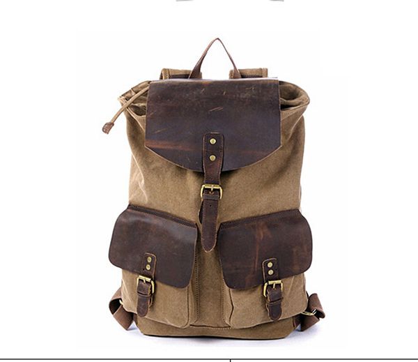 Men's Vintage Outdoor Travel Hiking Backpack Canvas Rucksack Shoulder Laptop Bag