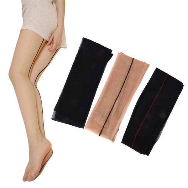 

women back seam stockings female black skin thigh high stocking ultra thin transparent pantyhose, Black;white