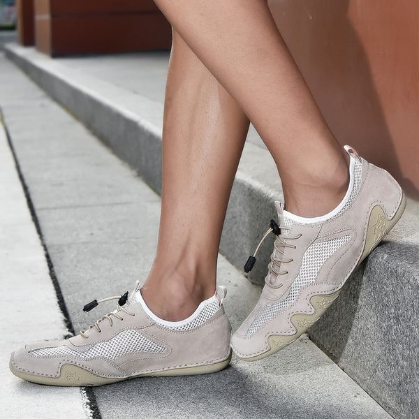 

plus size leather men shoes outdoor men casual shoes handmade lace-up flats, Black