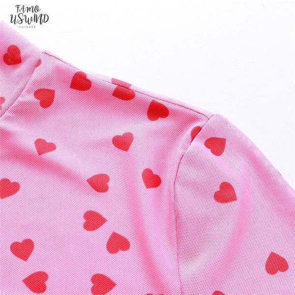 

casual womens 2020 pink kawaii cropped tshirt heart print cute clothes short sleeve mesh summer t shirt, White