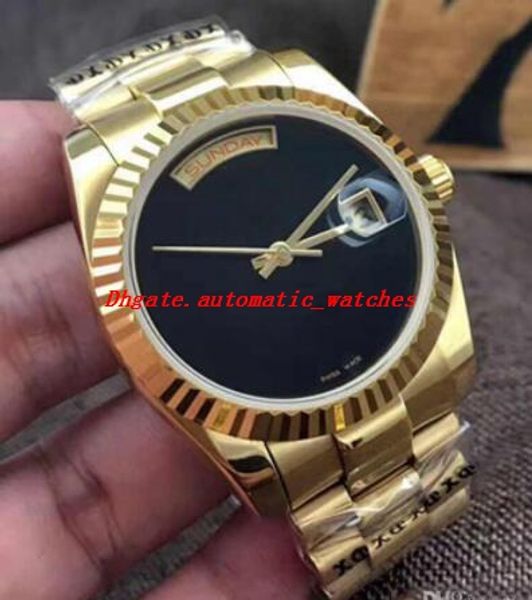 

2020 luxury watch 2 style 18k gold mens automatic 36mm watch glide smooth black face mechanical fashion men's watches, Slivery;brown