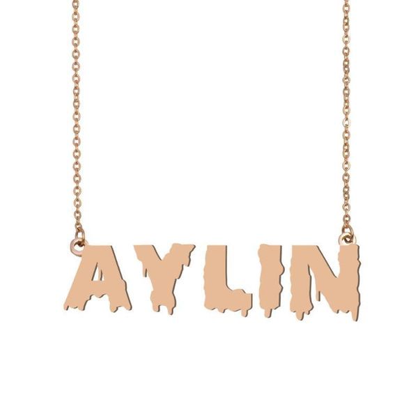 

aylin name necklace cool bloody script nameplate pendant for halloween and santa's day jewelry gift kids boys girls, Silver
