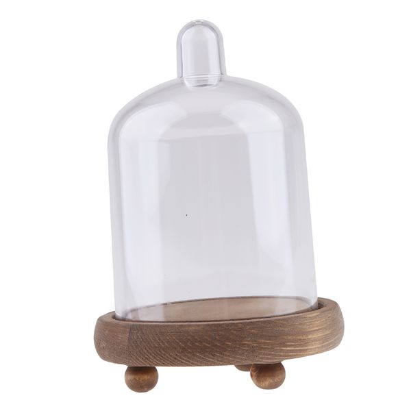 

glass footed cake plate with dome inside dome clear