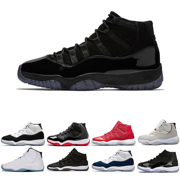 

platinum tint new basketball shoes 11 11s cap and gown velvet heiress gym red blue spaces concord 11s authentic men sports shoes trainer, Black
