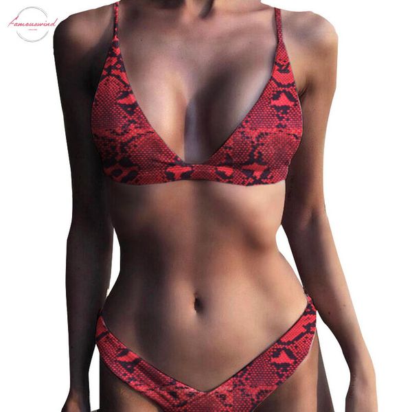 

snake print bikini 2020 bandeau swimsuit women v bottoms thong swimwear female two pieces bikini set brazilian suit, White;black