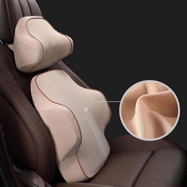 

car headrest set cushion washable cover breathable pain relief seat memory foam support lumbar pillow slow rebound neck pillow