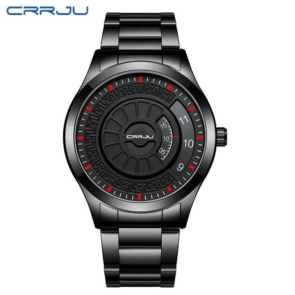 

crrju new creative quartz watch men business stainless waterproof watches brand luxury male casual sport clock kol saati, Slivery;brown