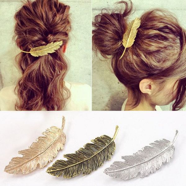 

fashion women leaf feather hair clip hairpin barrette bobby pin hair accessories