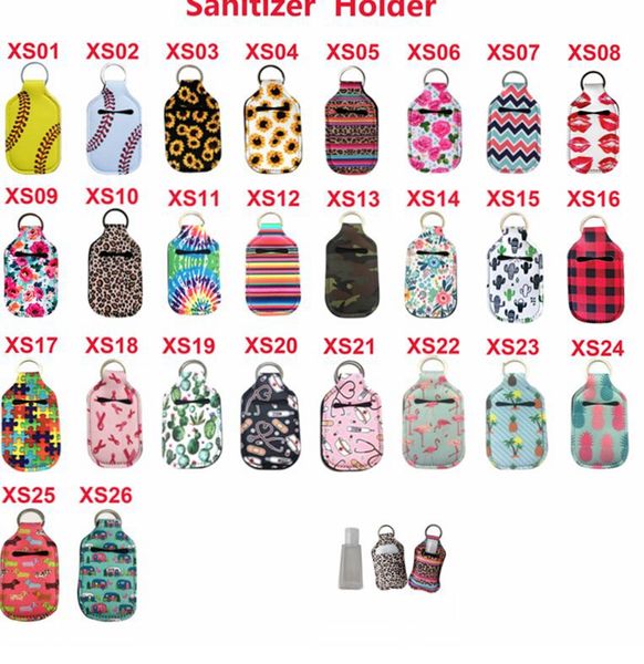 

neoprene hand sanitizer bottle holder keychain bags for 30ml key rings hand soap bottle holder 24 colors ljjk2191