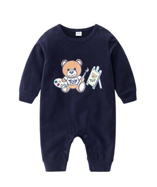 

2020 Spring Autumn  Baby Clothes Toddler Rompers Baby Boys Girls Suit Cute Cartoon Bear Jumpsuit Cotton Infant Outfit Kids Clothing, White