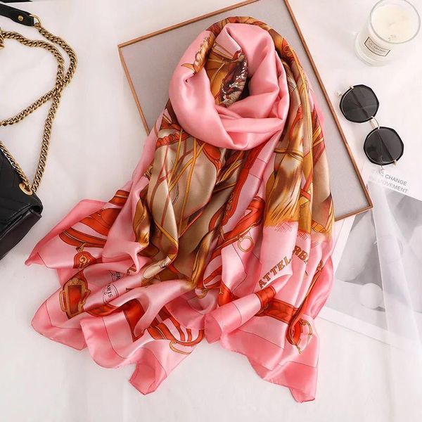 

yulaili fashion silk scarves woman spring summer luxury scarfs for ladies 6 colorways match female long hijab ing, Blue;gray