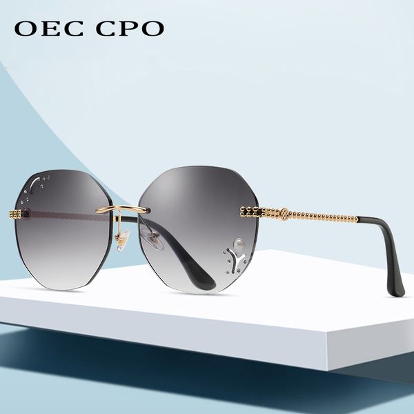 

OEC CPOLuxury Diamond Sunglasses Men Women New Brand Designer Fashion Male Glasses Women Round Eyeglasses Cool Clear Lens UV400L106