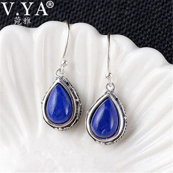 

v.ya real 925 sterling silver jewelry water drop earrings for women natural lapis lazuli earrings female brincos