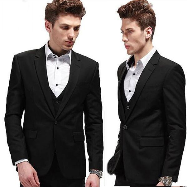 

latest design black men suits groom tuxedos wedding slim fit terno masculino 3pieces man blazers two button groomsmen jacket custome homme, Black;gray