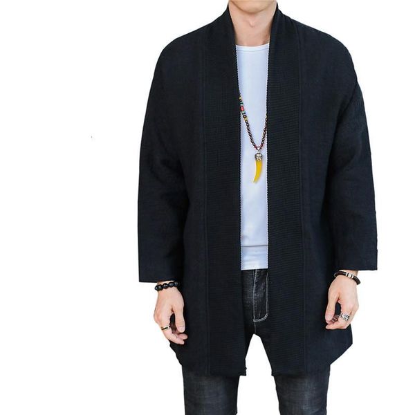

2018 autumn chinese style youth long windbreaker tang suit fashion urban loose color matching long trench coat, Tan;black
