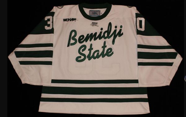 

custom men youth women vintage custom bemidji state university #30 - andrew walsh 2011-12 vintage hockey jersey size s-5xl, Black