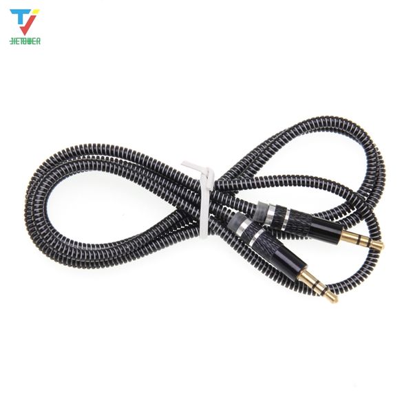 

100pcs/lot uv spring audio cables 3.5 jack aux audio cable 3.5mm male to male cable for phone car speaker mp4 headphone jack 3.5