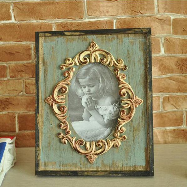 

1pcs solid wood retro old pastoral style rectangular standing p frame home accessories picture frames for painting picture