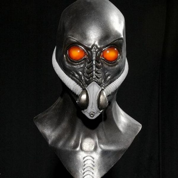 

black alien with oxygen hood mask aliens costume mask cos halloween creative hrror maske latex props party supplies