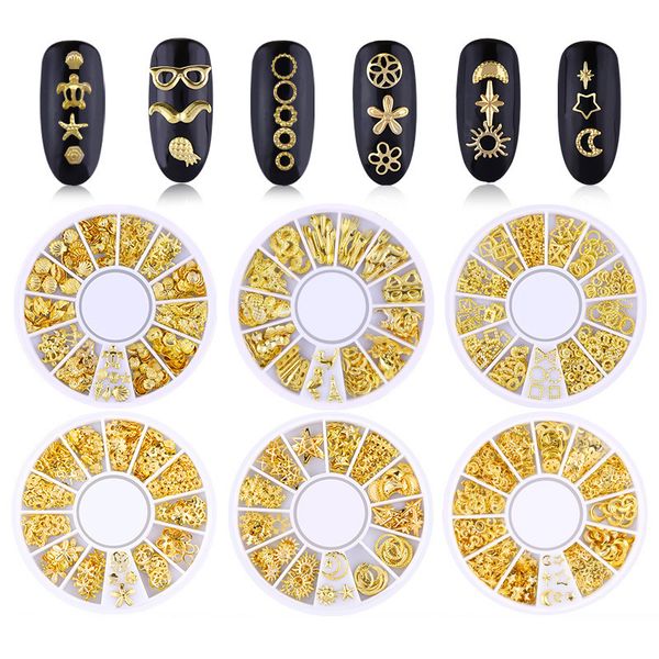 

new design nail art polish jewelry gold star moon rivet cross hollow alloy phone case stickers decals 3d nail alloy decorations, Silver;gold