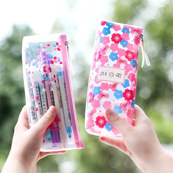 

fresh cartoon cherry sakura pencil bag case stationery storage organizer bag school office supply