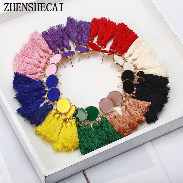 

bohemia statement tassel earrings gold color round drop earrings for women wedding long fringed jewelry gift e0343, Silver