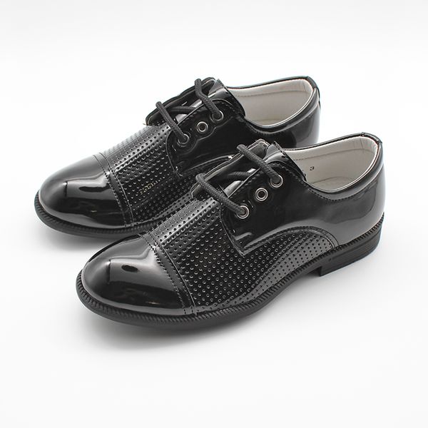

baby boys black brogue patent lace up formal shoes flexible sole for comfort 2-15, Black;grey