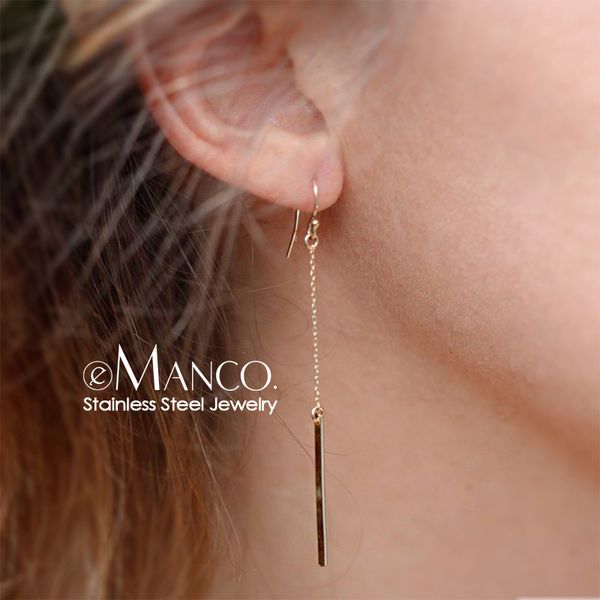 

e-manco trendy long earrings for women korean drop dangle earrings minimalist fish hoop earrings fashion jewelry, Silver