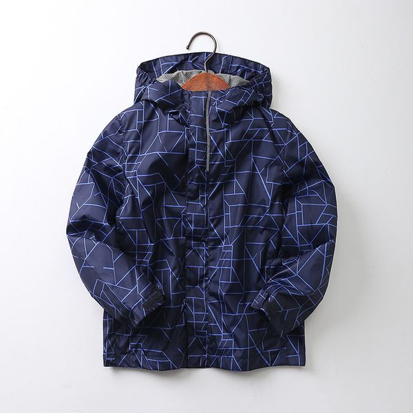 

new spring summer hooded cotton child coat baby boys jackets waterproof children outerwear kids outfits for 110-150cm, Blue;gray