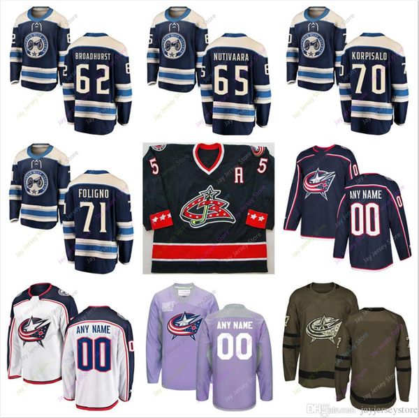 

Alex Broadhurst Markus Nutivaara Joonas Korpisalo Nick Foligno Jersey 2019 Men Women Kid Winter Classic Columbus Blue Jackets Salute t Cheap
