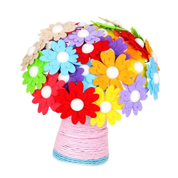 

1 set diy muticolor flower button bouquet kits handmake decoration craft for kids