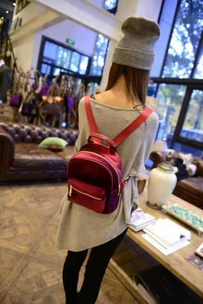 

2020 new korean fashion gold velvet shoulder bag school bags for teenage girls korean backpack